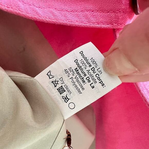J Crew Womens 100% Linen Blazer Jacket Size 4 Pink Preppy Coastal Chic Office - Picture 7 of 12